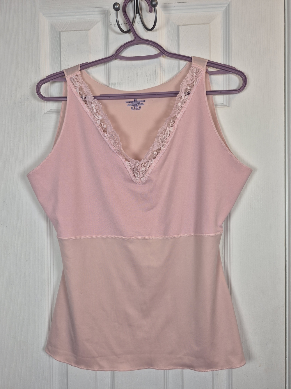 SPANX Pink Lace V-Neck Shaping Camisole Top 2X Coquette Soft Girl